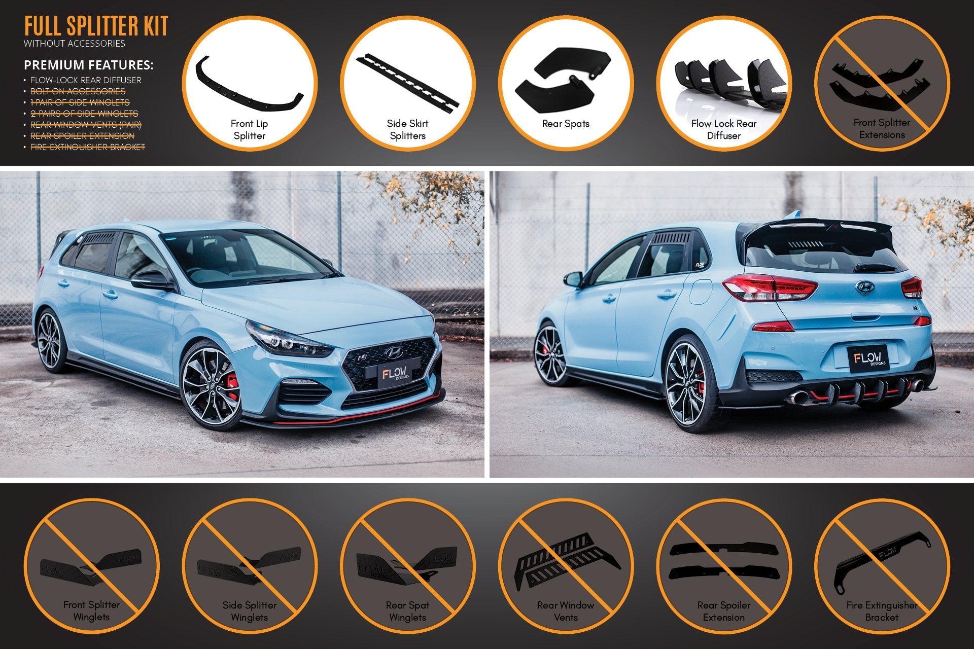 Flow Designs i30N Hatch PD (2018-2020) Full Lip Splitter Set - iilumolab