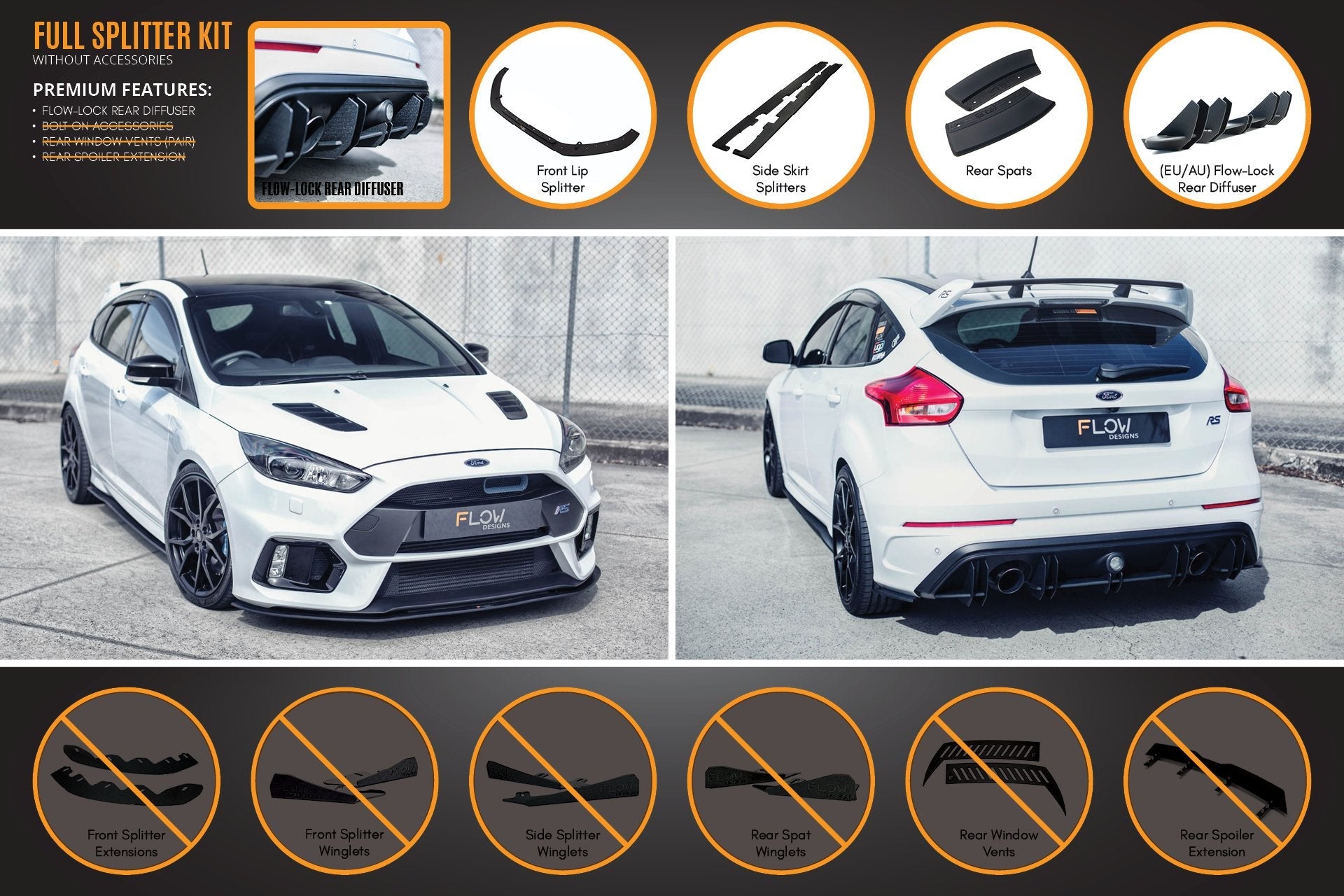 Flow Designs MK3 Focus RS Full Lip Splitter Set - iilumolab