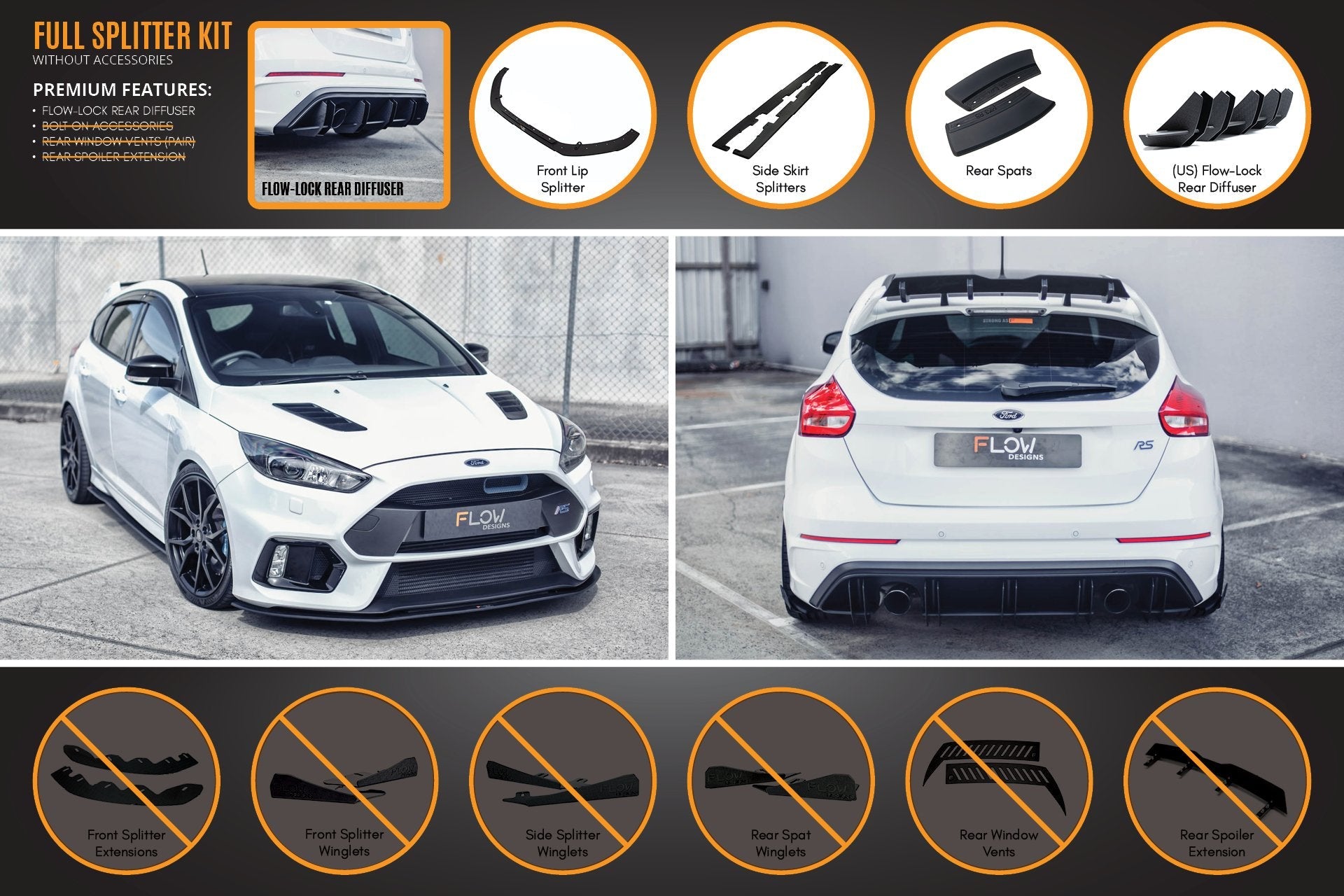Flow Designs MK3 Focus RS Full Lip Splitter Set - iilumolab