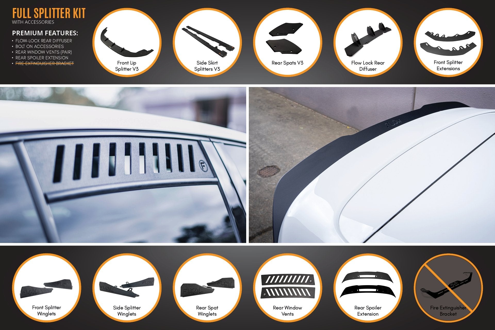 Flow Designs MK6 Golf GTI Full Lip Splitter Set - iilumolab