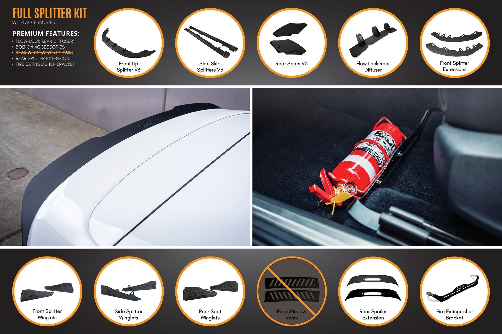 Flow Designs MK6 Golf GTI Full Lip Splitter Set - iilumolab