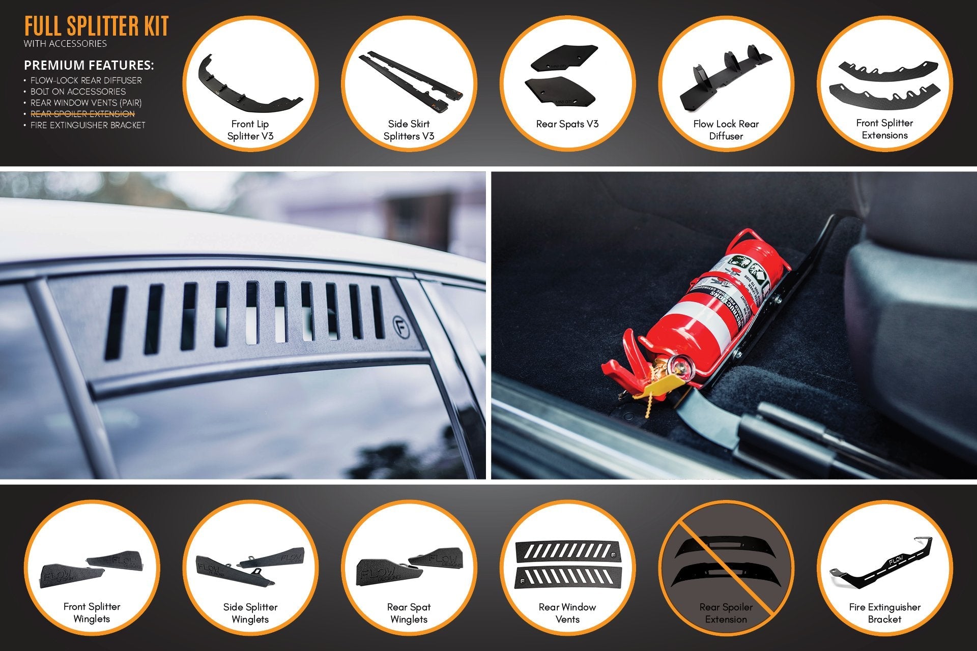 Flow Designs MK6 Golf GTI Full Lip Splitter Set - iilumolab