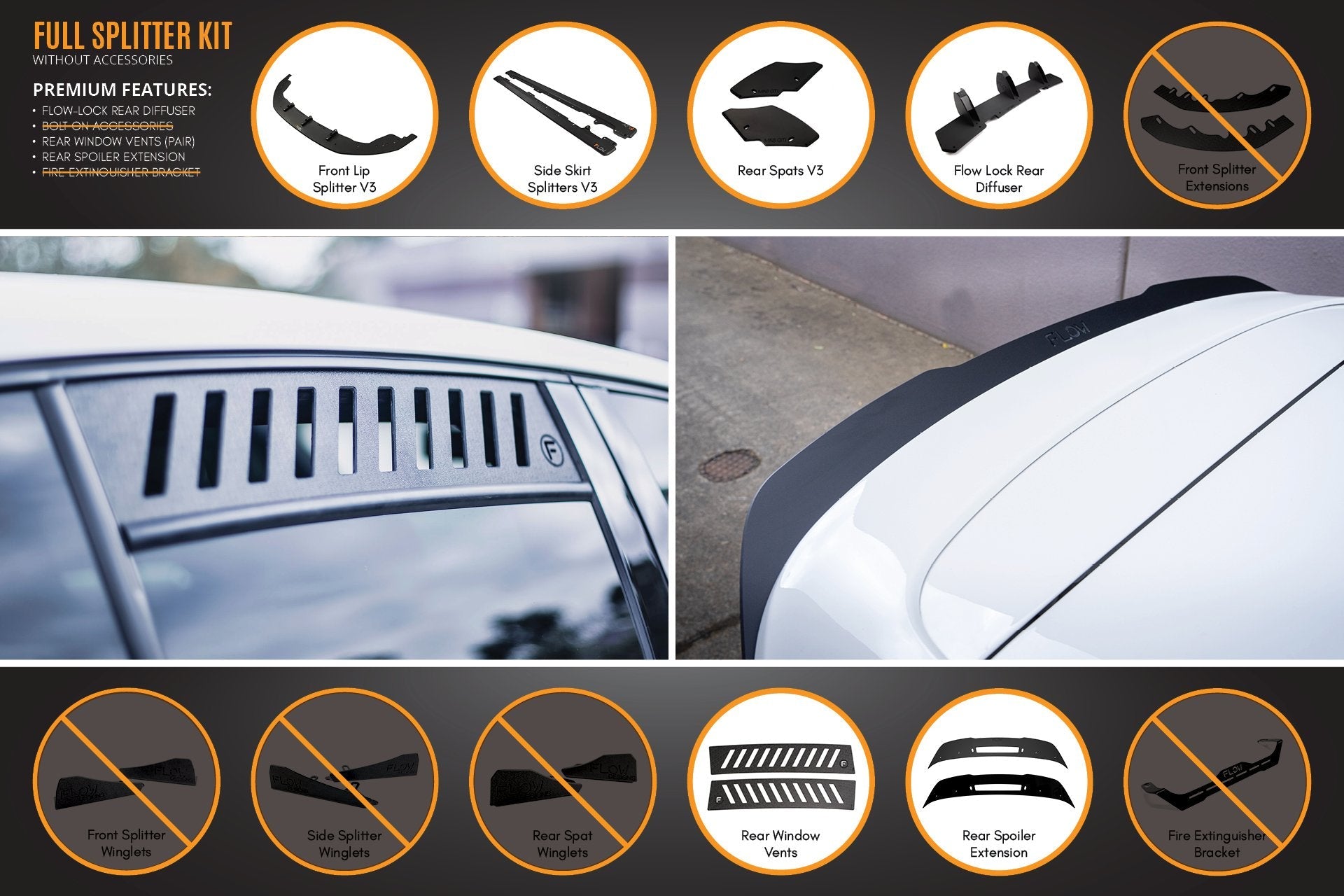 Flow Designs MK6 Golf GTI Full Lip Splitter Set - iilumolab
