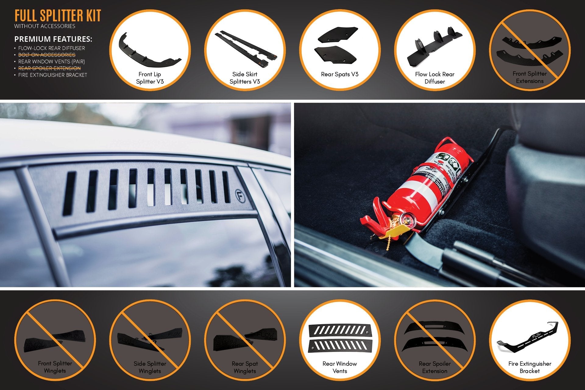 Flow Designs MK6 Golf GTI Full Lip Splitter Set - iilumolab