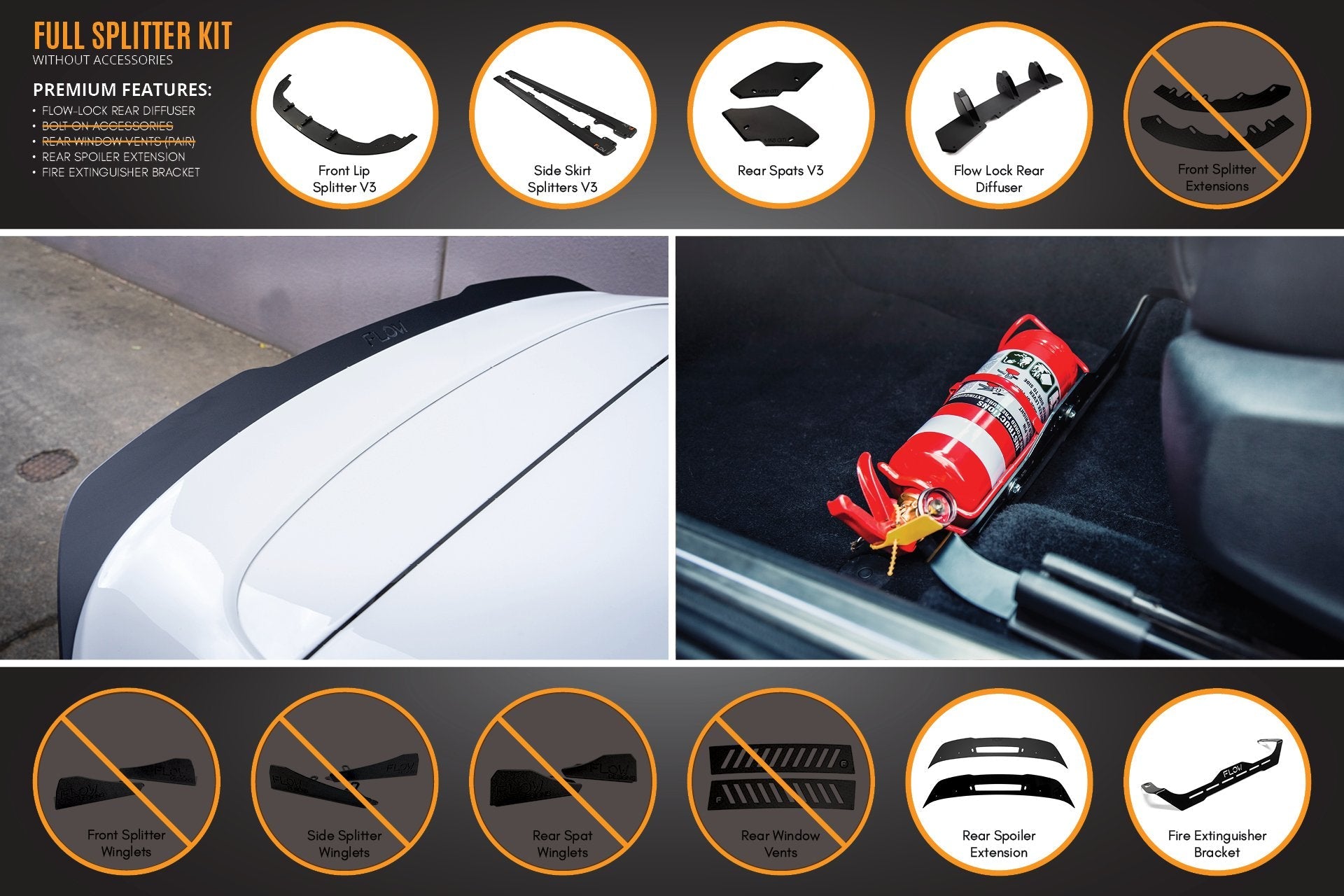 Flow Designs MK6 Golf GTI Full Lip Splitter Set - iilumolab
