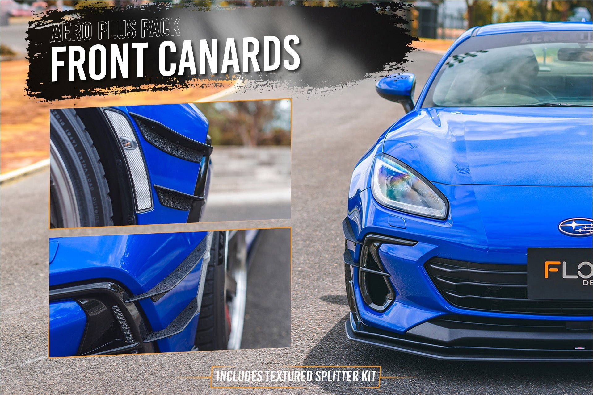 Flow Designs ZD8 BRZ STI Full Lip Splitter Set (TEXTURED BLACK) - iilumolab