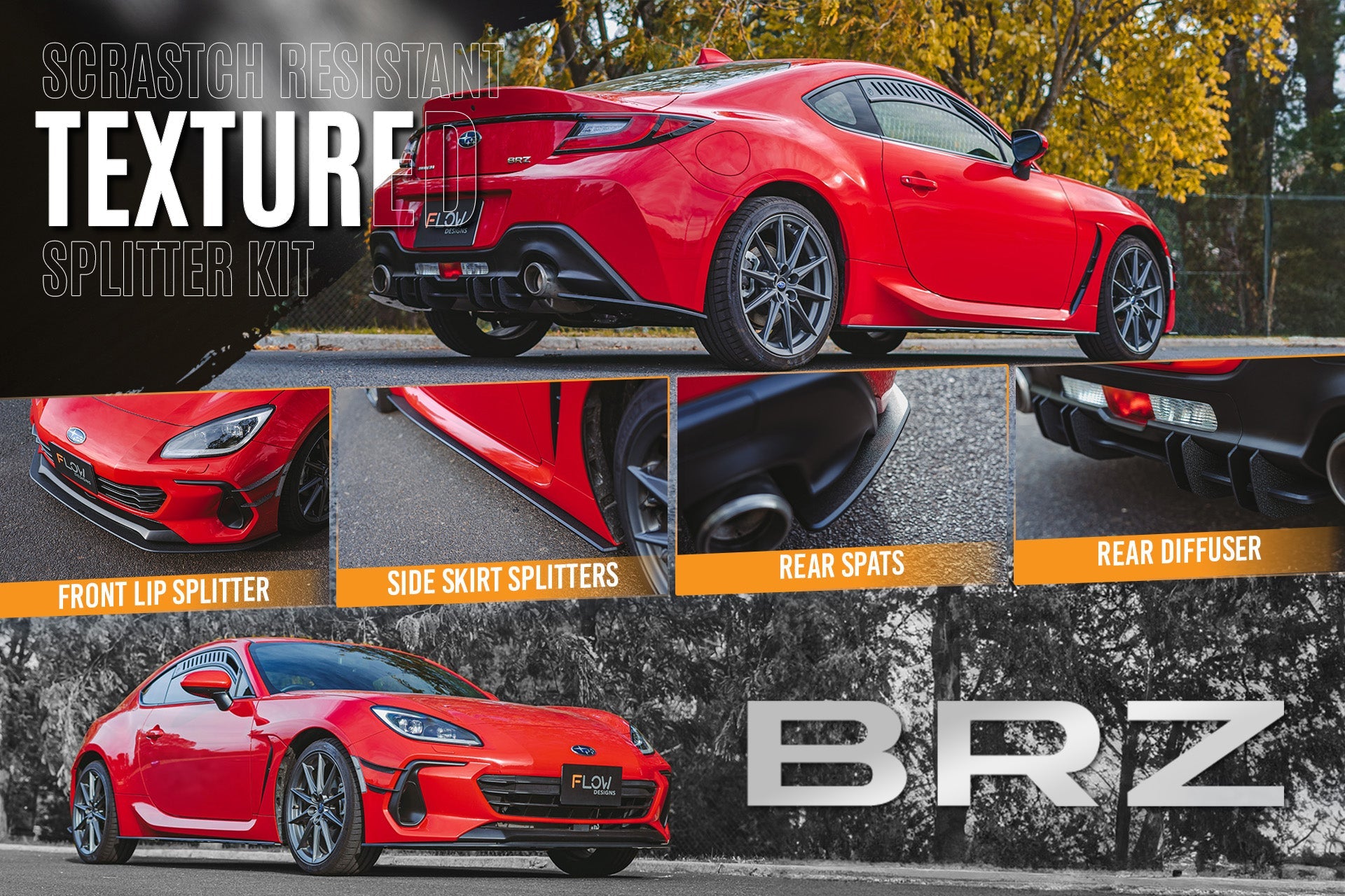 Flow Designs ZD8 BRZ Full Lip Splitter Set (TEXTURED BLACK) - iilumolab
