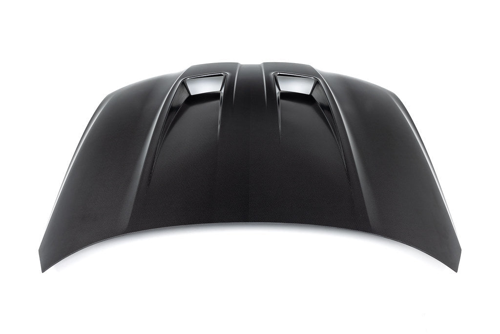 Alpha N G8X M3 M4 carbon fiber vented hood with raw finish, showcasing the lightweight exterior upgrade for BMW M models.