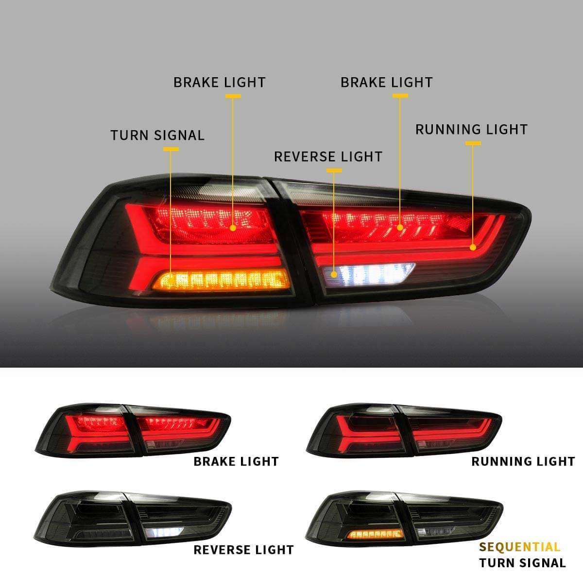 2007-2017 MITSUBISHI LANCER SEQUENTIAL LED TAIL LIGHTS - iilumo