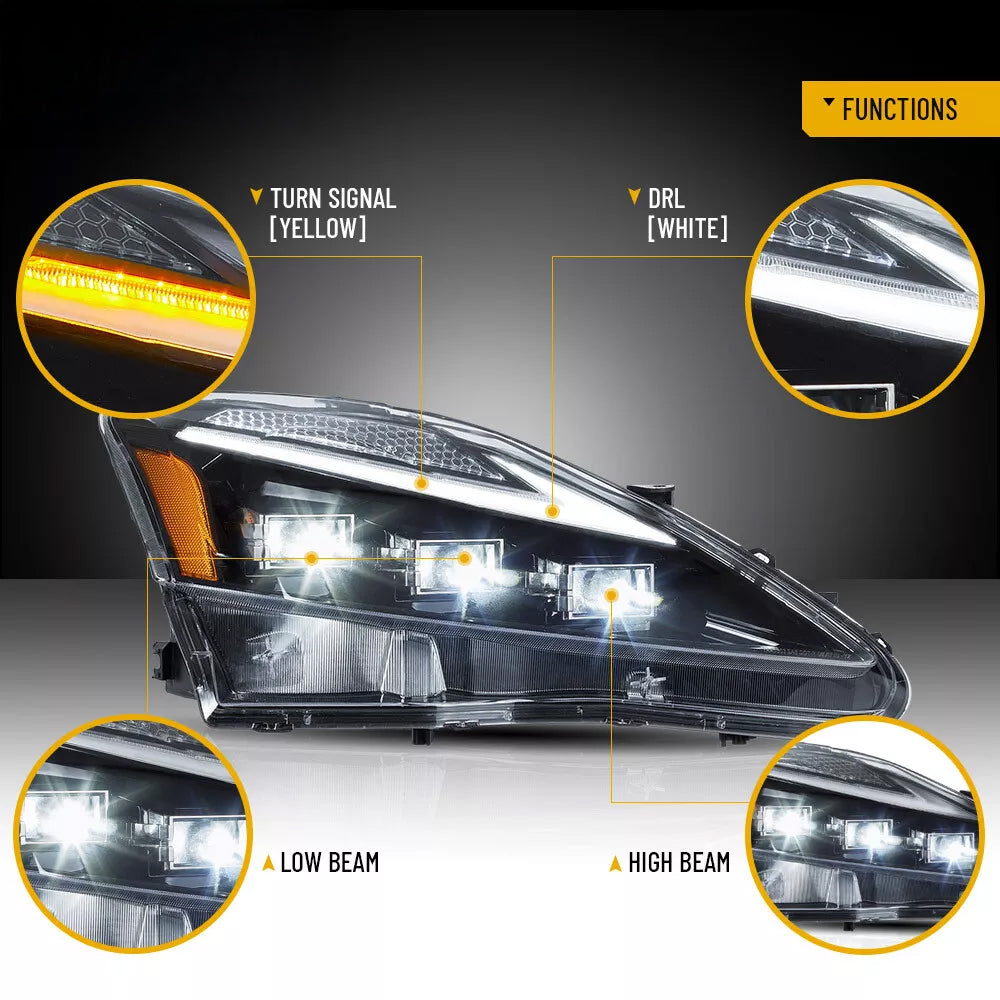 2006-2013 LEXUS IS250 IS350 ISF SEQUENTIAL LED HEADLIGHTS V2 - iilumo