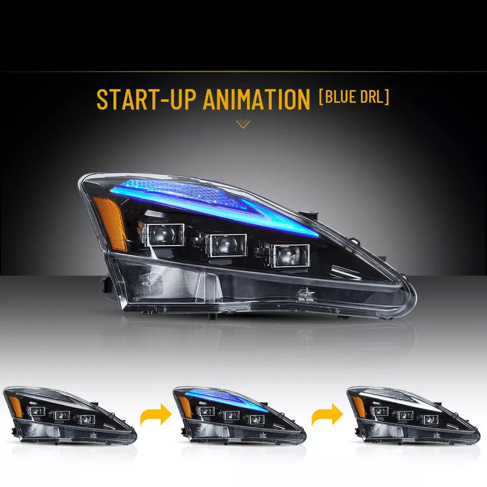 2006-2013 LEXUS IS250 IS350 ISF SEQUENTIAL LED HEADLIGHTS V2 - iilumo