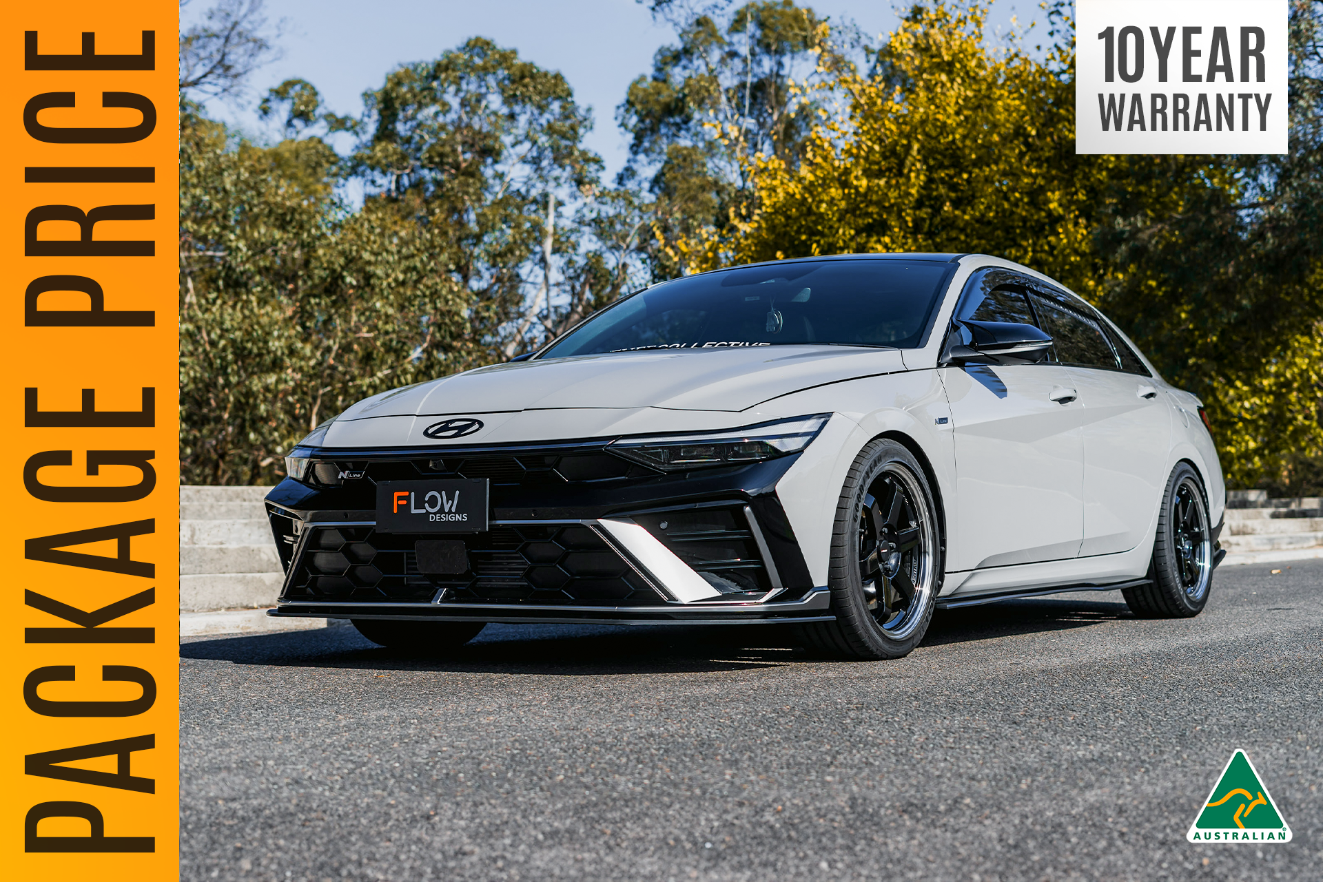 Flow Designs Hyundai CN7 V2 i30 N-Line Sedan FL 2025+ - Full Lip Splitter Set - iilumolab