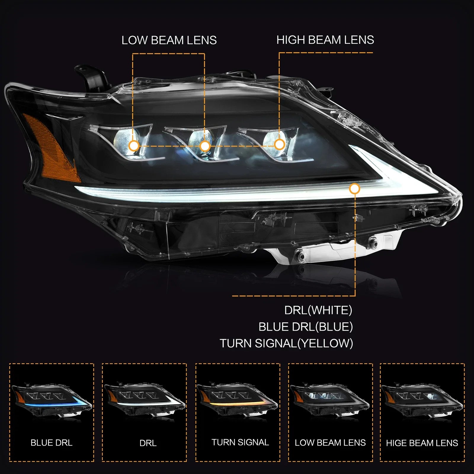 2012-2015 LEXUS RX SEQUENTIAL LED HEADLIGHTS