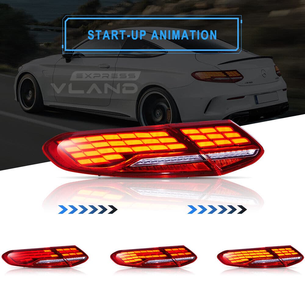 2015-2023 MERCEDES BENZ C-CLASS C205 SEQUENTIAL LED TAIL LIGHTS - iilumo