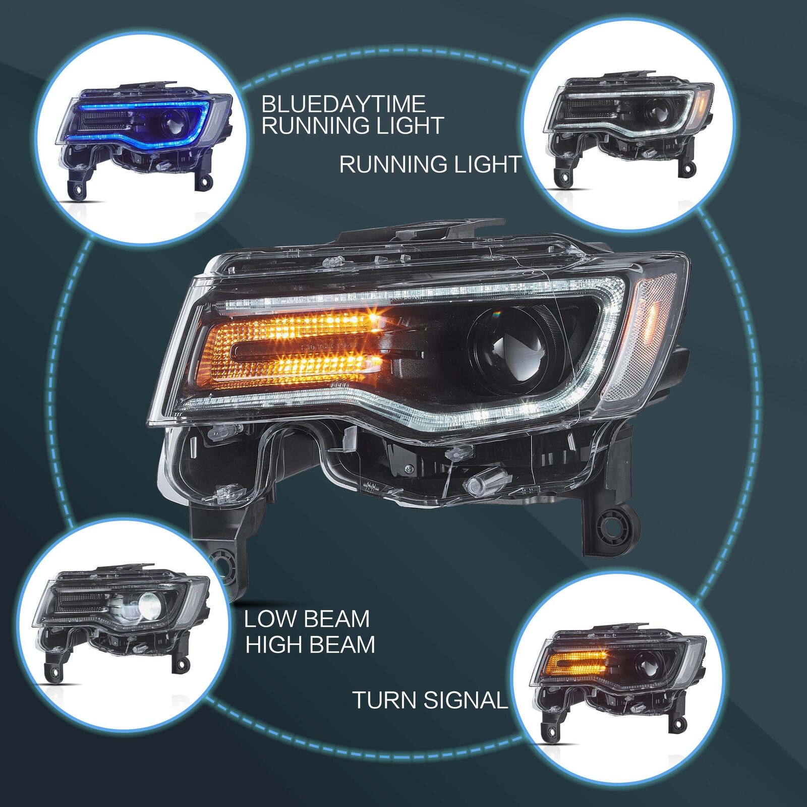 2014-2021 JEEP GRAND CHEROKEE (WK2) SEQUENTIAL LED HEADLIGHTS - iilumo