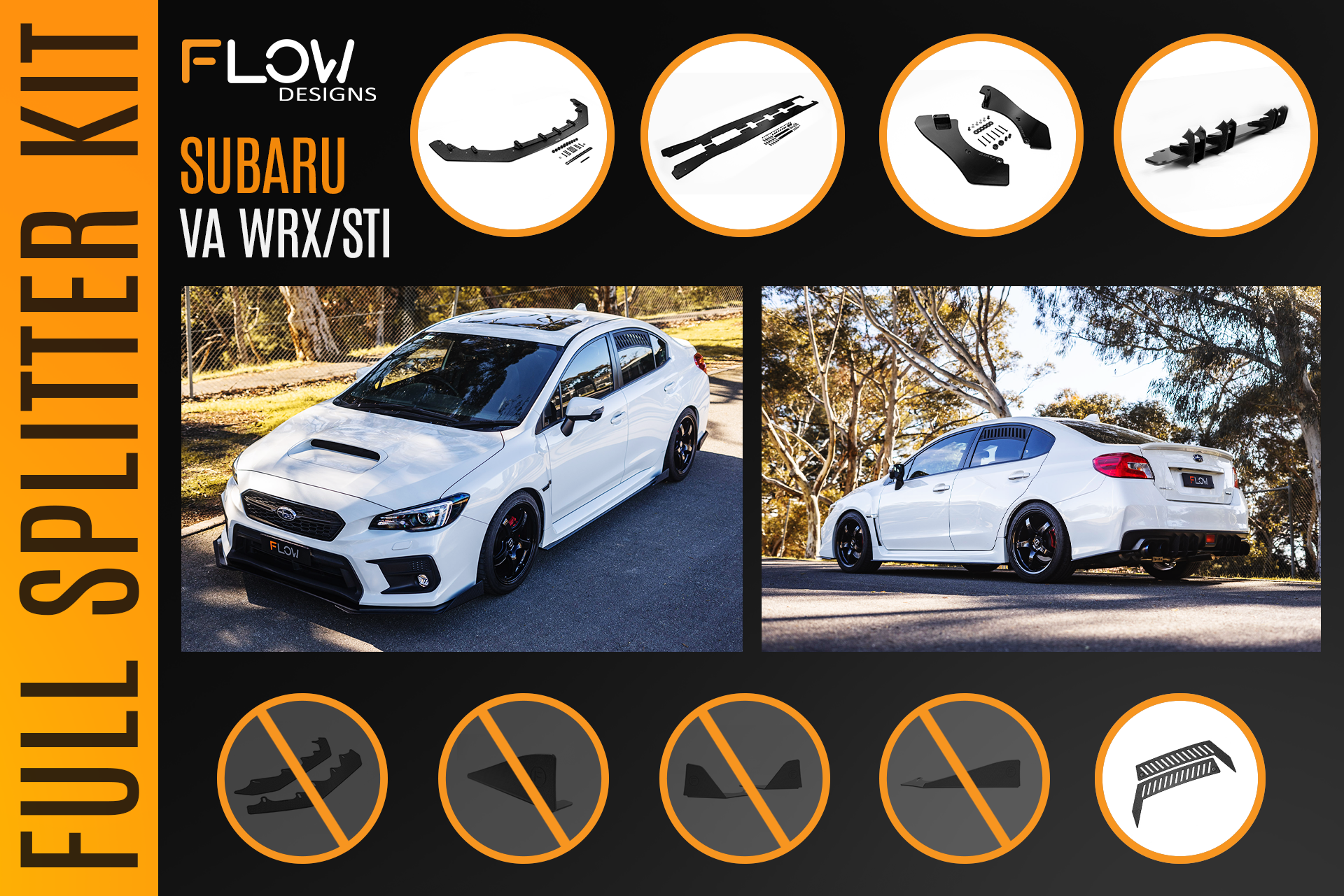 Flow Designs VA WRX/STI Full Lip Splitter Set - iilumolab