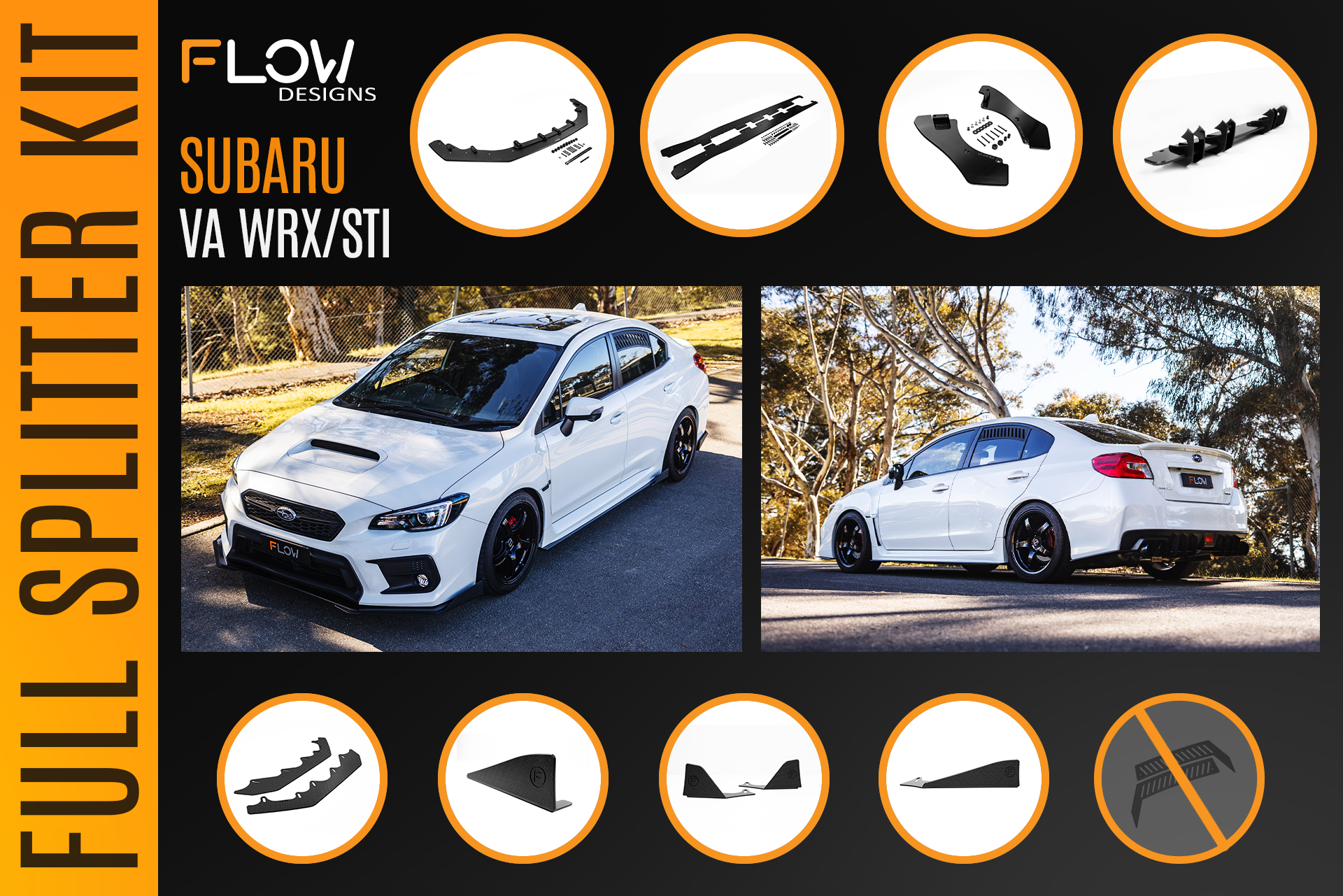 Flow Designs VA WRX/STI Full Lip Splitter Set - iilumolab