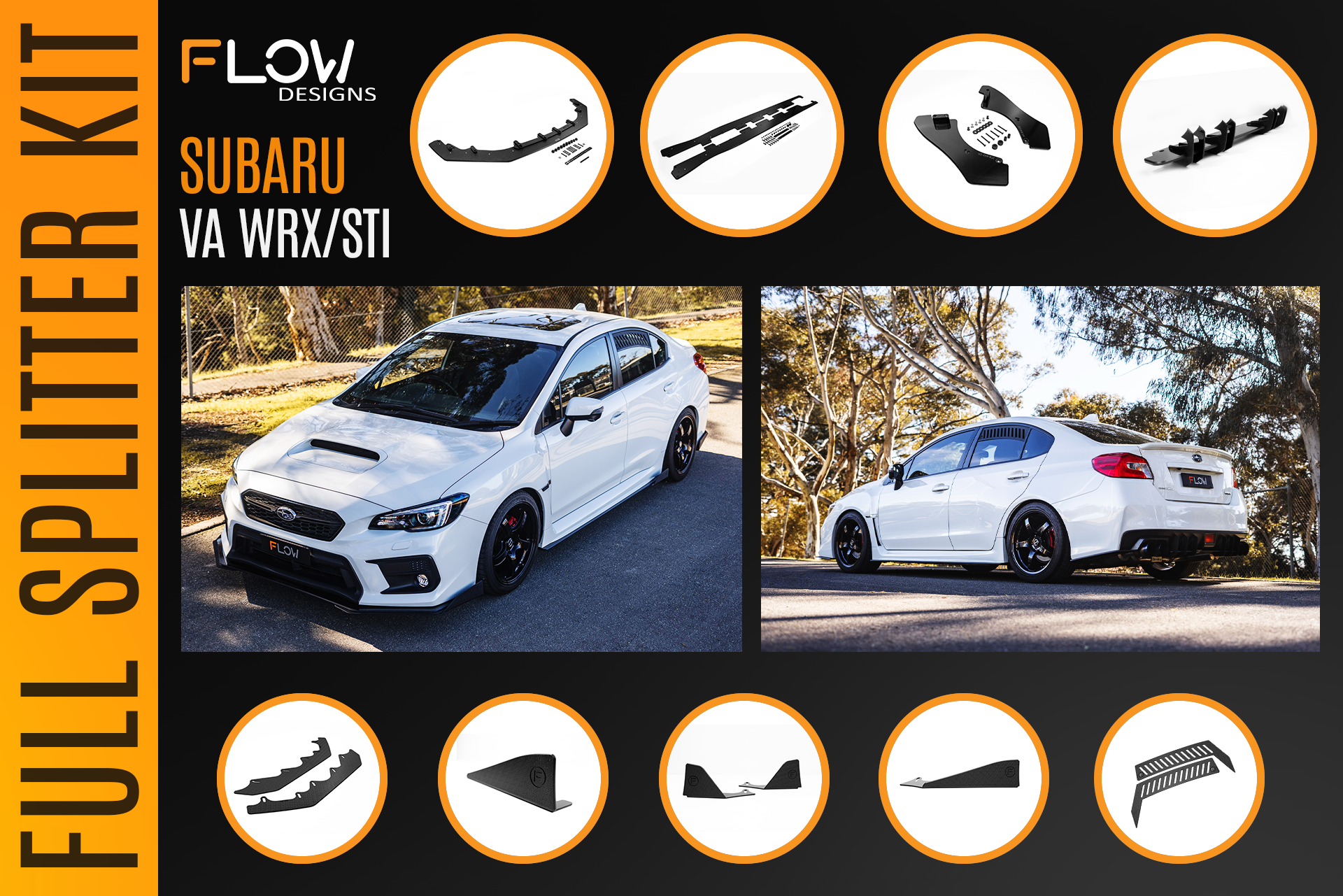 Flow Designs VA WRX/STI Full Lip Splitter Set - iilumolab