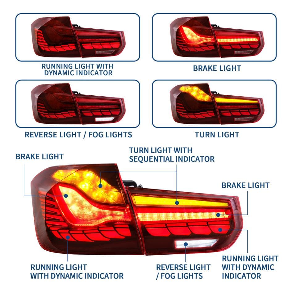 2012-2018 BMW F80 F30 F35 3 SERIES OLED SEQUENTIAL TAIL LIGHTS - iilumo