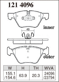 DIXCEL Front Brake Pads for BMW 1 Series (E81/E82/E87/E88) / 3 Series (E90/E91/E92/E93) / 5 Series (E60/E61) / Z4 (E89)