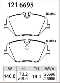 Dixcel Front Brake Pads for BMW X1 (U11) / X2 (U10) / X3 (G45) / 2 Series Gran Coupe (F74) / 5 Series (G60) / MINI Cooper (J01) / Aceman (J05) / Countryman (U25)