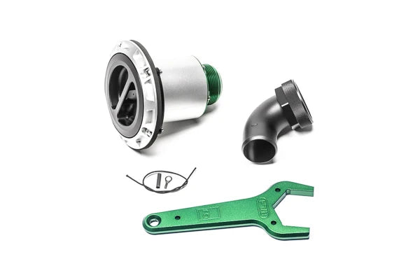 Radium Engineering 20-1105-V Remote Mount, Vented Standard Filler, 1.5in Elbow