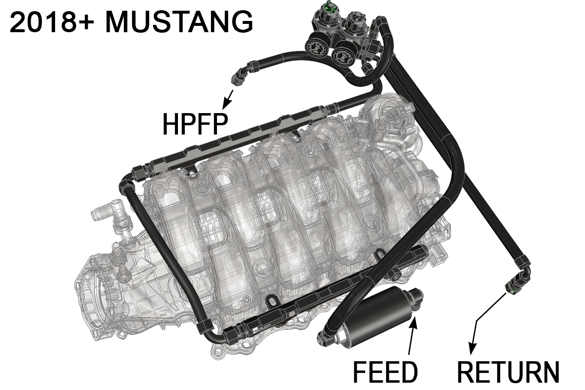 Radium Engineering Fuel Hanger Plumbing Kit with Stainless Filter for Ford Mustang 2018+