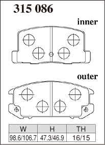 DIXCEL Rear Brake Pads for Toyota MR2 (AW11/SW20/ZZW30)
