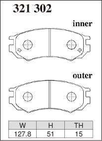 DIXCEL Front Brake Pads for Nissan Pulsar (N15) / Pulsar GTI-R (N14) / NX (B13)