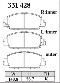 DIXCEL Front Brake Pads for Honda HR-V / Vezel (RU/RV) / Odyssey (RC) / Accord Hybrid (CR)
