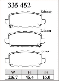 DIXCEL Rear Brake Pads for Honda HR-V / Vezel (RU/RV) / CR-Z (ZF1/ZF2) / Odyssey (RC4) / Accord Hybrid (CR7)