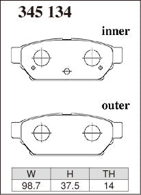 Dixcel Rear Brake Pads for Mitsubishi Lancer Evo I/II/III (CD9A/CE9A)