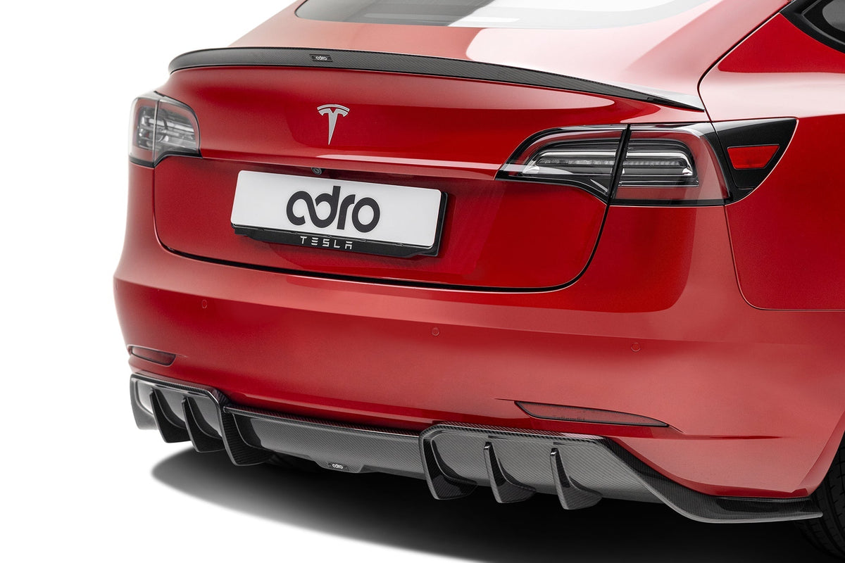 Tesla Model 3 Dry Carbon Fiber Rear Diffuser V1 2019-2023