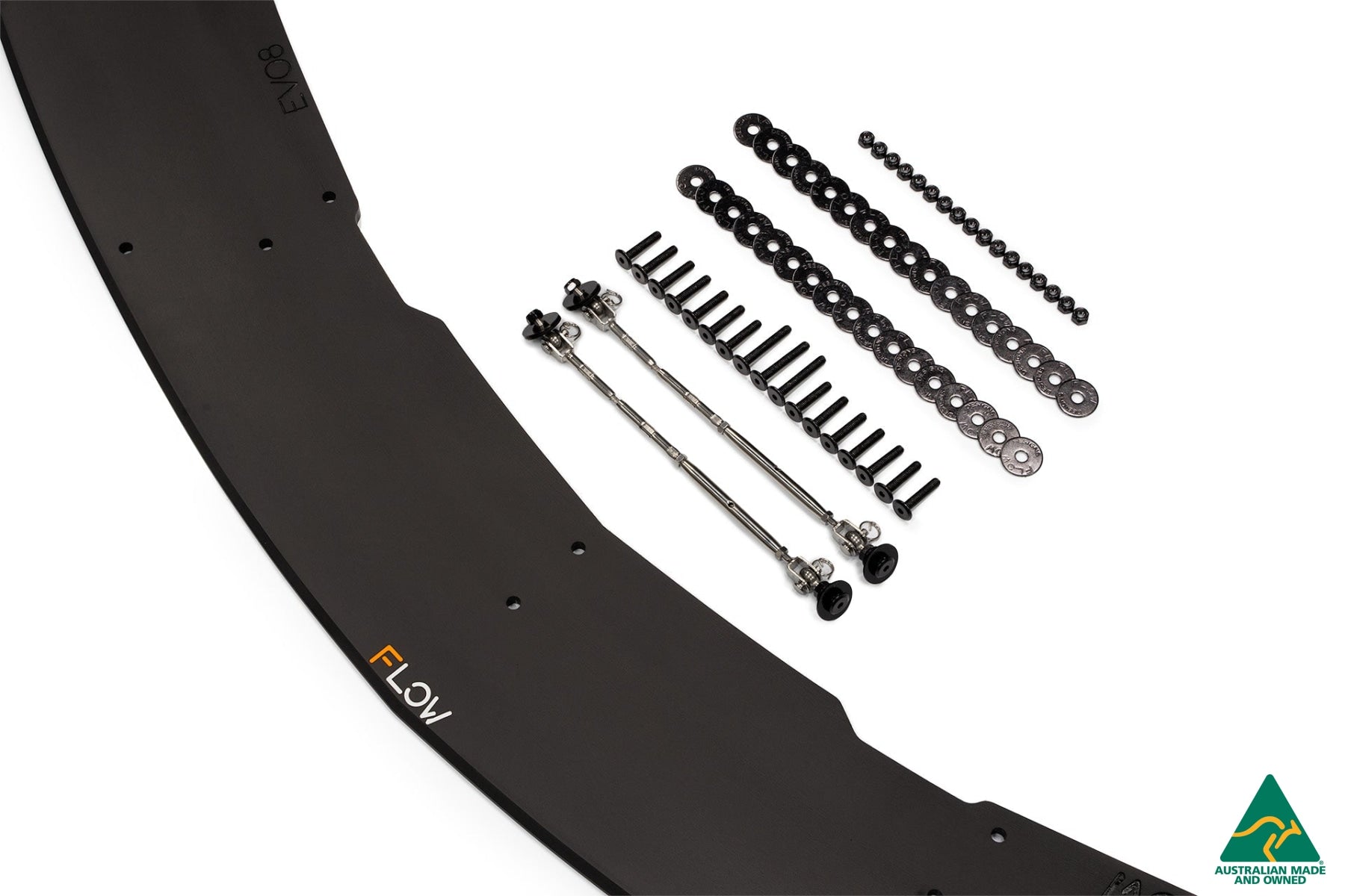 Flow Designs DISCONTINUED SANDED MATTE FINISH - Lancer Evolution VIII Front Lip Splitter With Support Rods - iilumolab