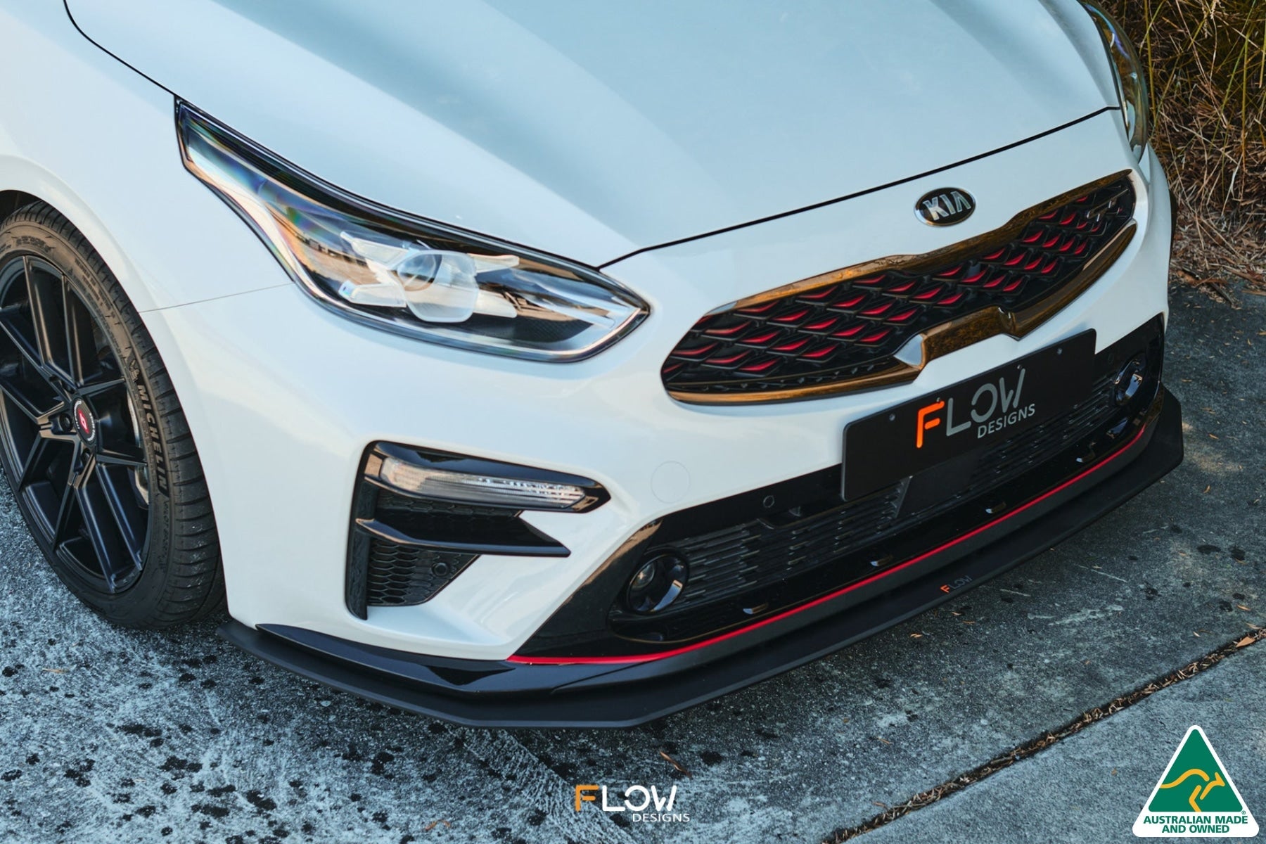 Flow Designs Cerato GT PFL Front Lip Splitter & Reinforcement Brackets - iilumolab