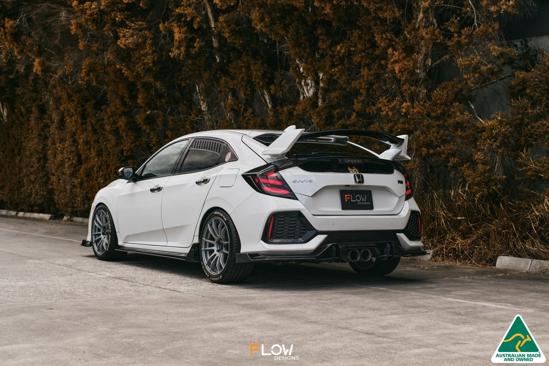 Flow Designs DEMO STOCK - FK4/FK7 Civic RS Hatch PFL Flow-Lock Rear Diffuser - GLOSS BLACK - iilumolab