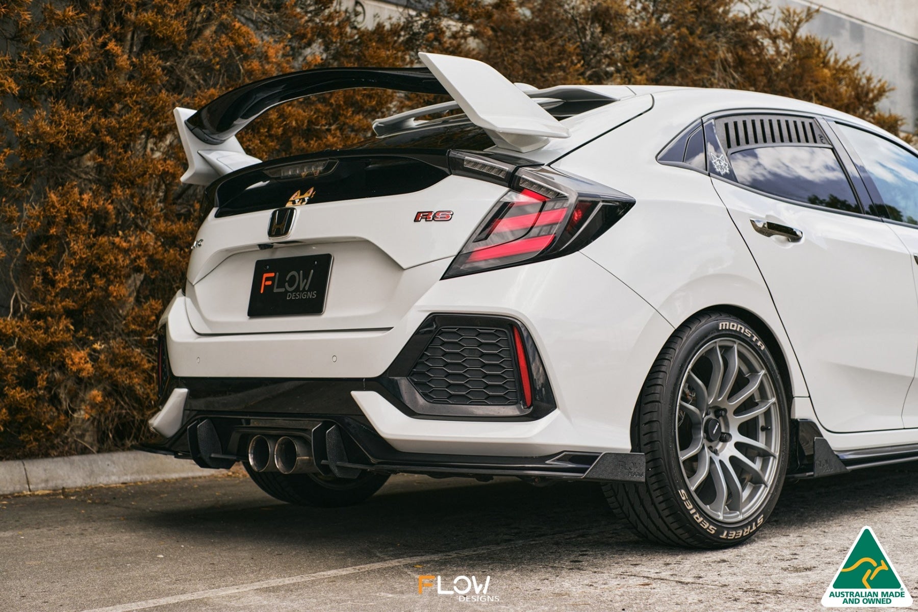 Flow Designs DEMO STOCK - FK4/FK7 Civic RS Hatch PFL Flow-Lock Rear Diffuser - GLOSS BLACK - iilumolab