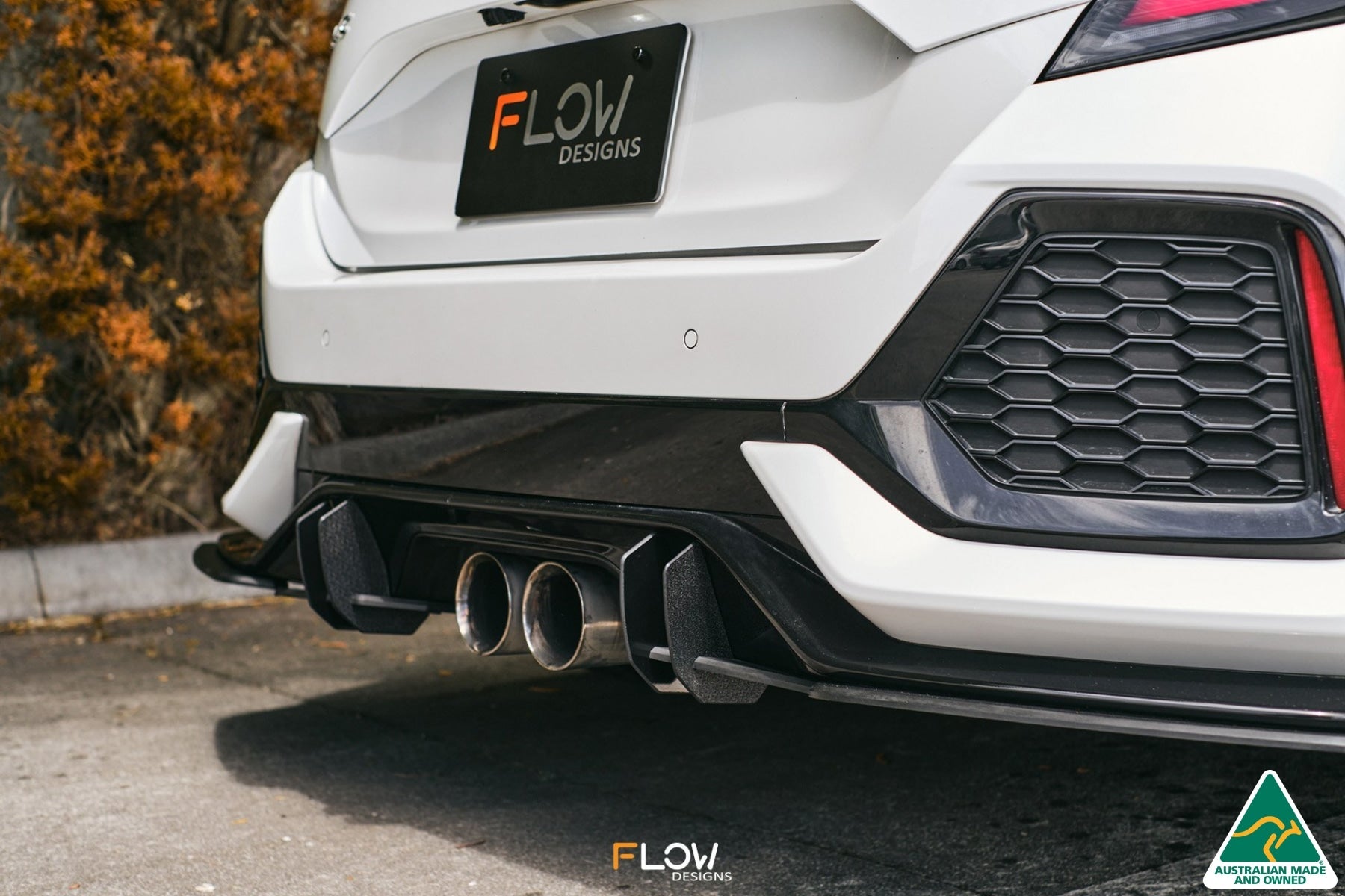 Flow Designs DEMO STOCK - FK4/FK7 Civic RS Hatch PFL Flow-Lock Rear Diffuser - GLOSS BLACK - iilumolab