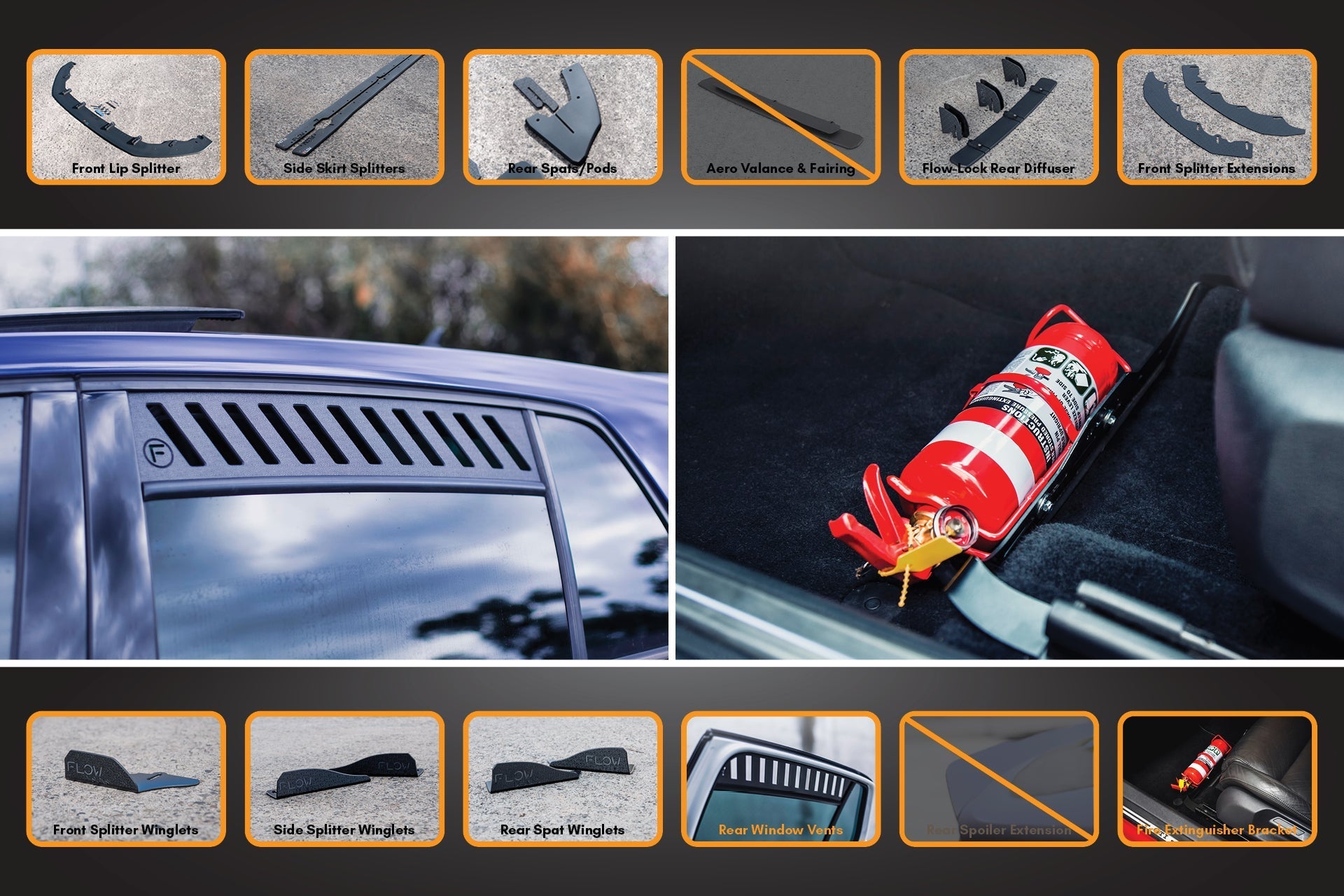 Flow Designs MK7.5 Golf GTI Full Lip Splitter Set with Flow-Lock Rear Diffuser - iilumolab