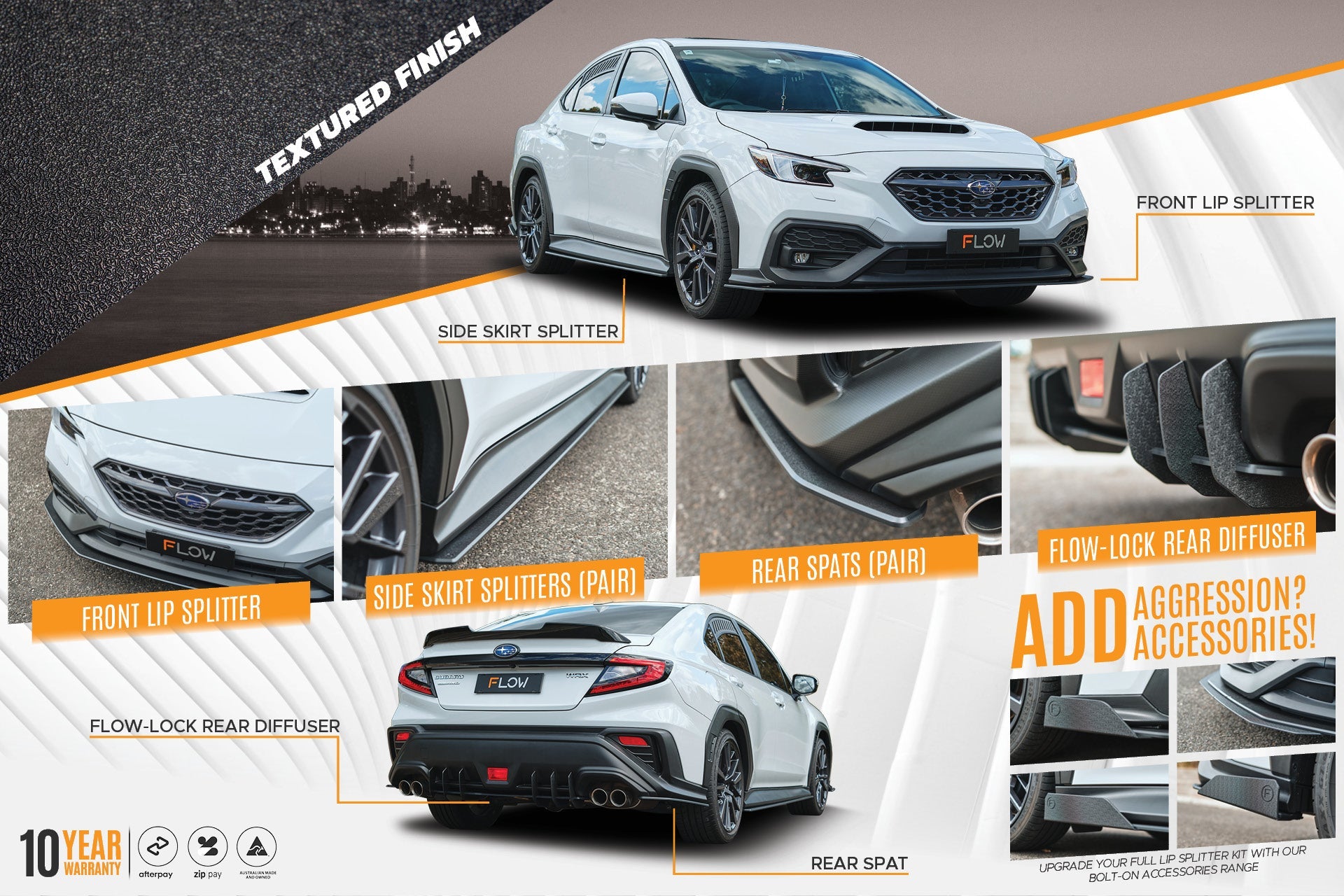 VB WRX Full Lip Splitter Set (TEXTURED BLACK) - iilumolab