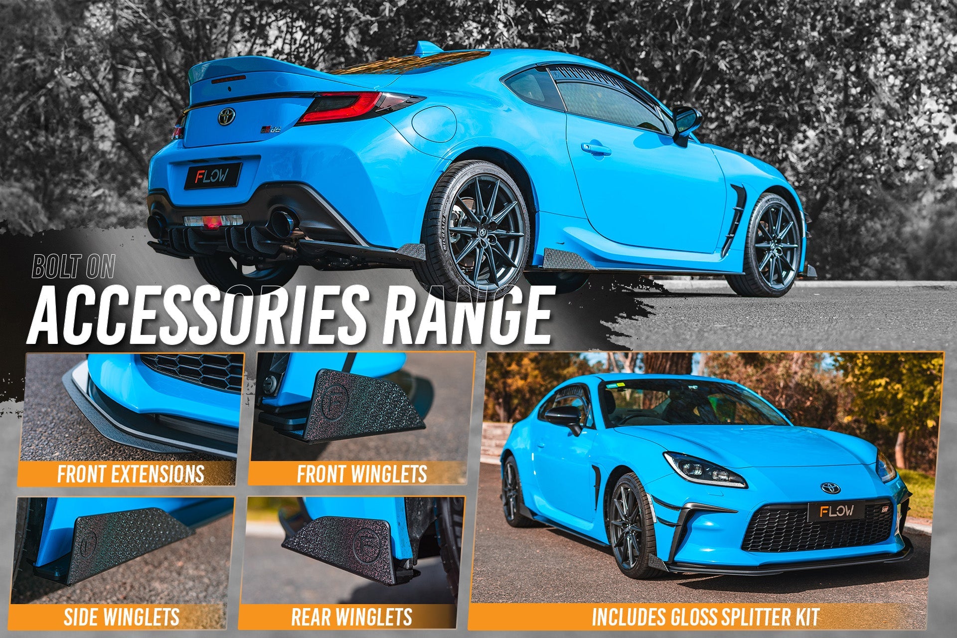 ZN8 GR86 Full Lip Splitter Set (GLOSS BLACK) - iilumolab