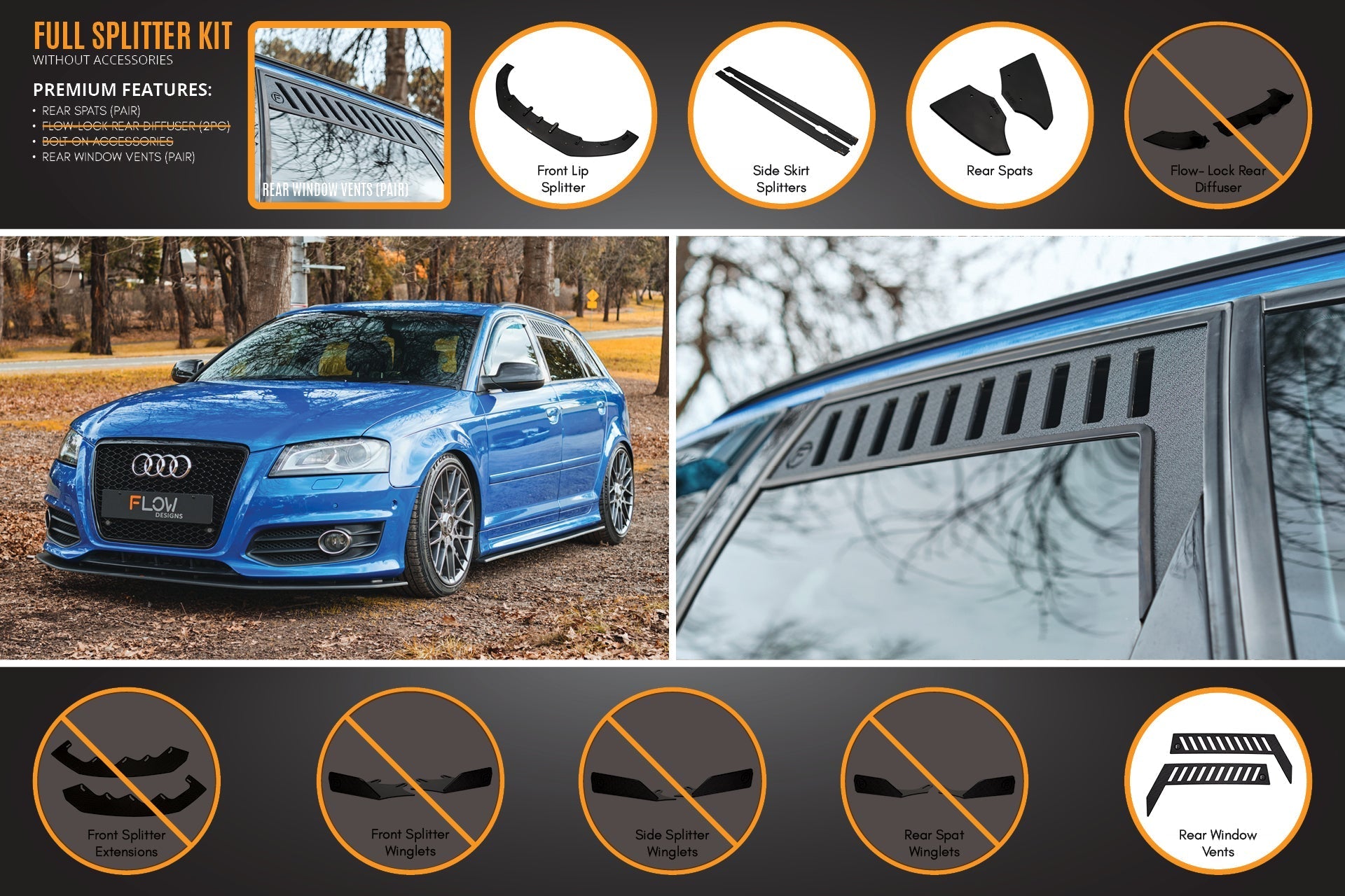 Flow Designs S3 8P2 Hatch (FL) Full Lip Splitter Set