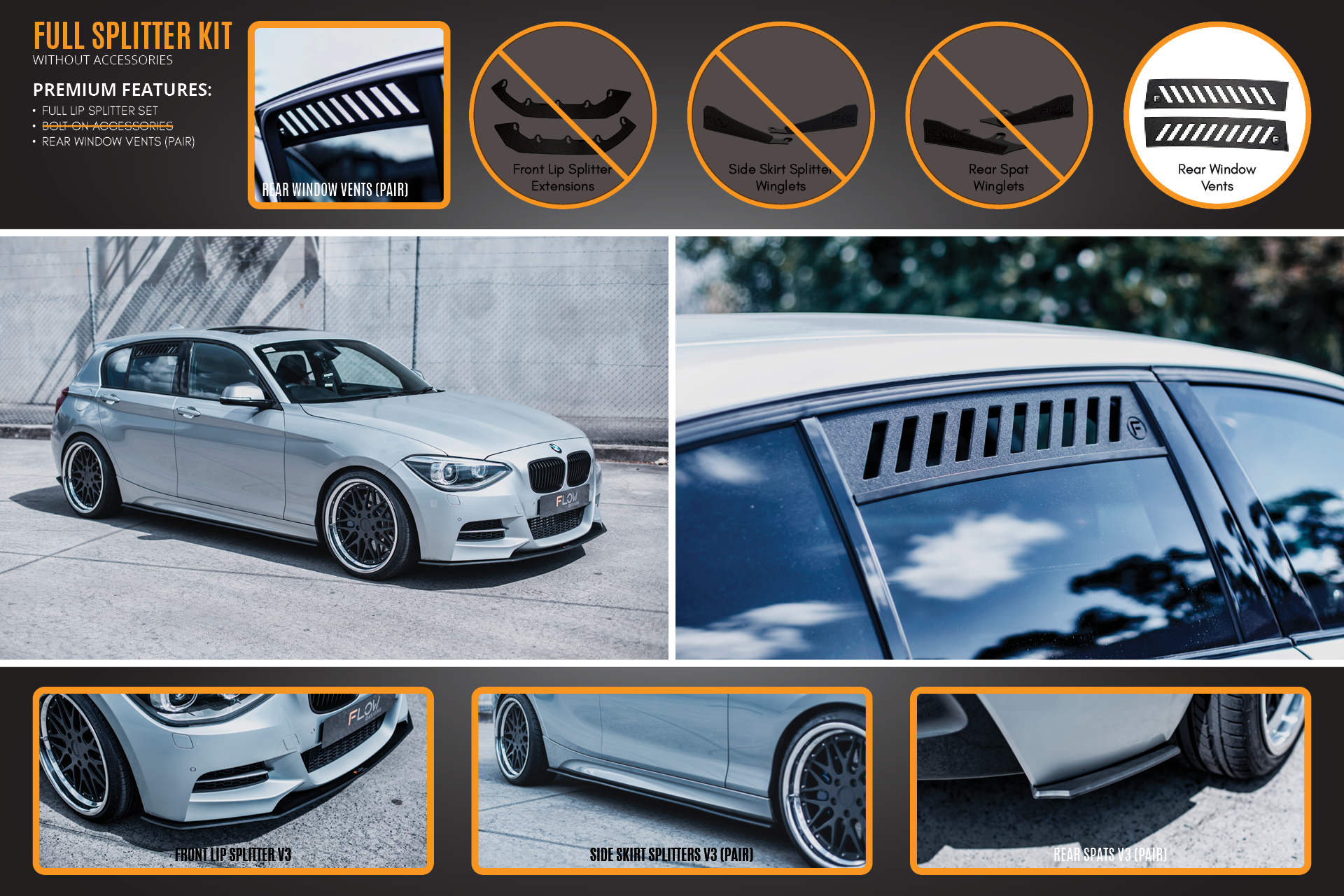 Flow Designs F20 Pre LCI M135 Full Lip Splitter Set - iilumolab