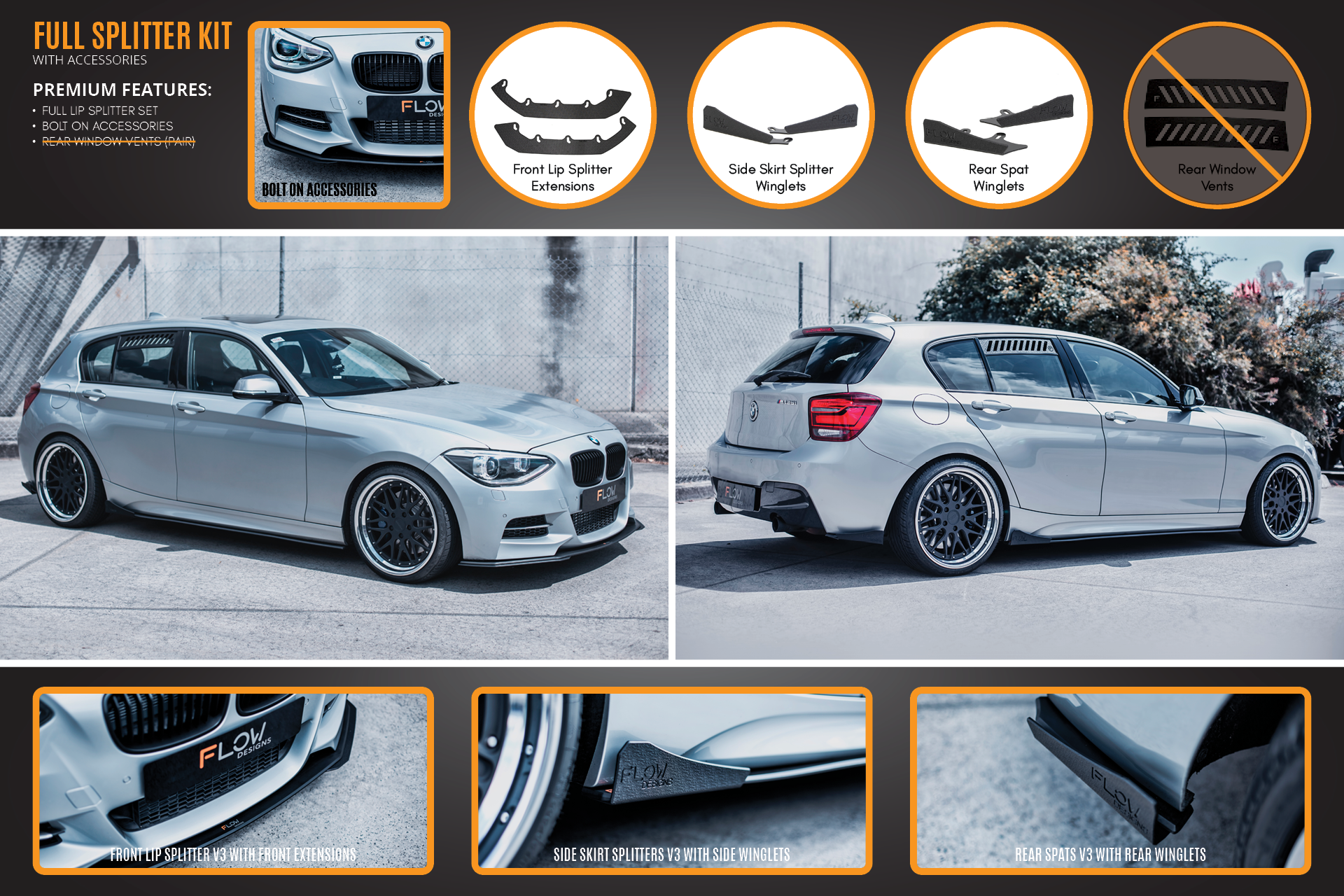 Flow Designs F20 Pre LCI M135 Full Lip Splitter Set - iilumolab