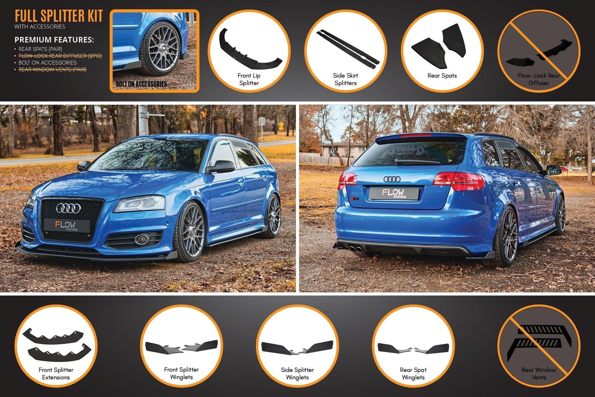 Flow Designs S3 8P2 Hatch (FL) Full Lip Splitter Set