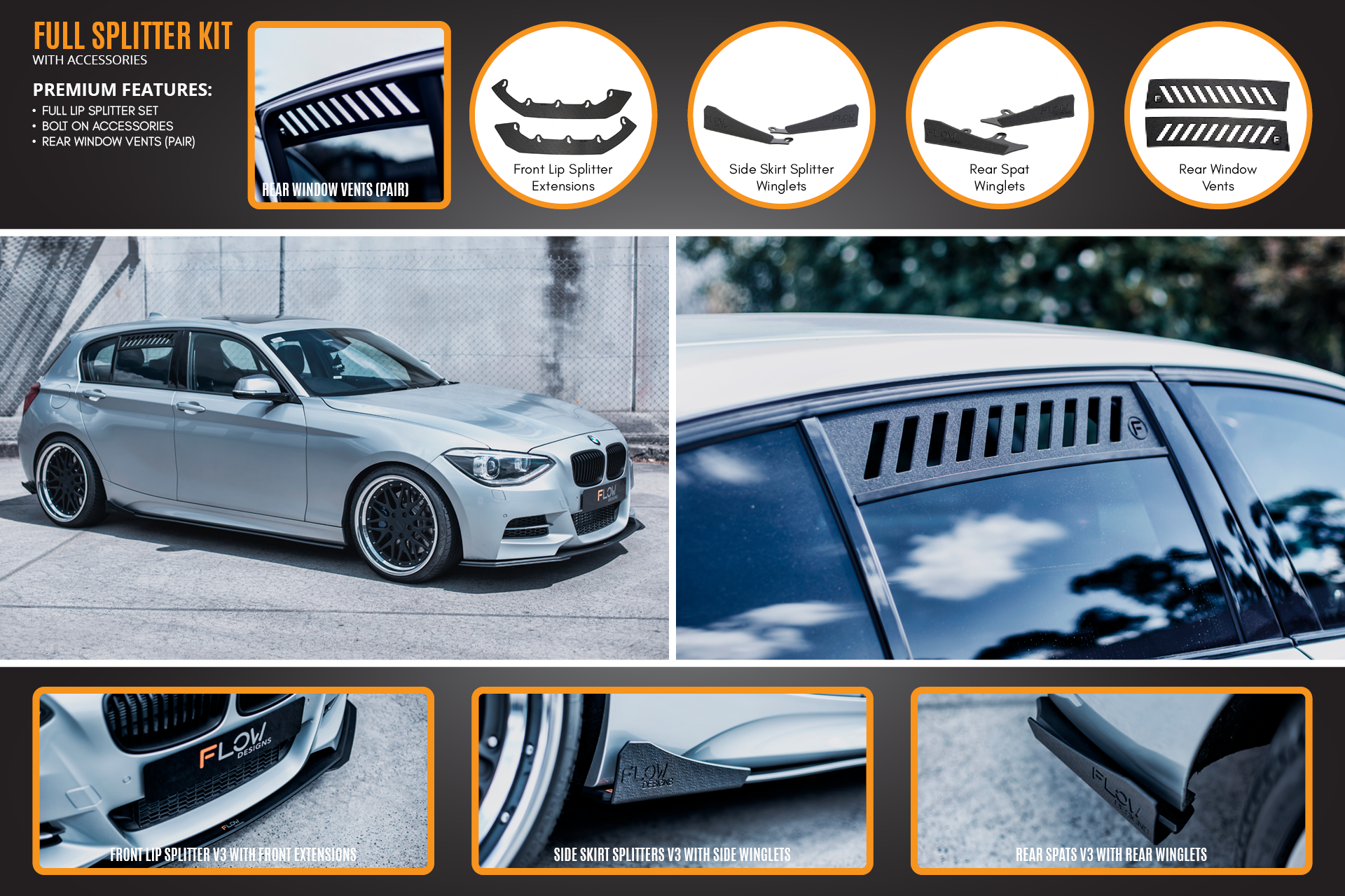 Flow Designs F20 Pre LCI M135 Full Lip Splitter Set - iilumolab