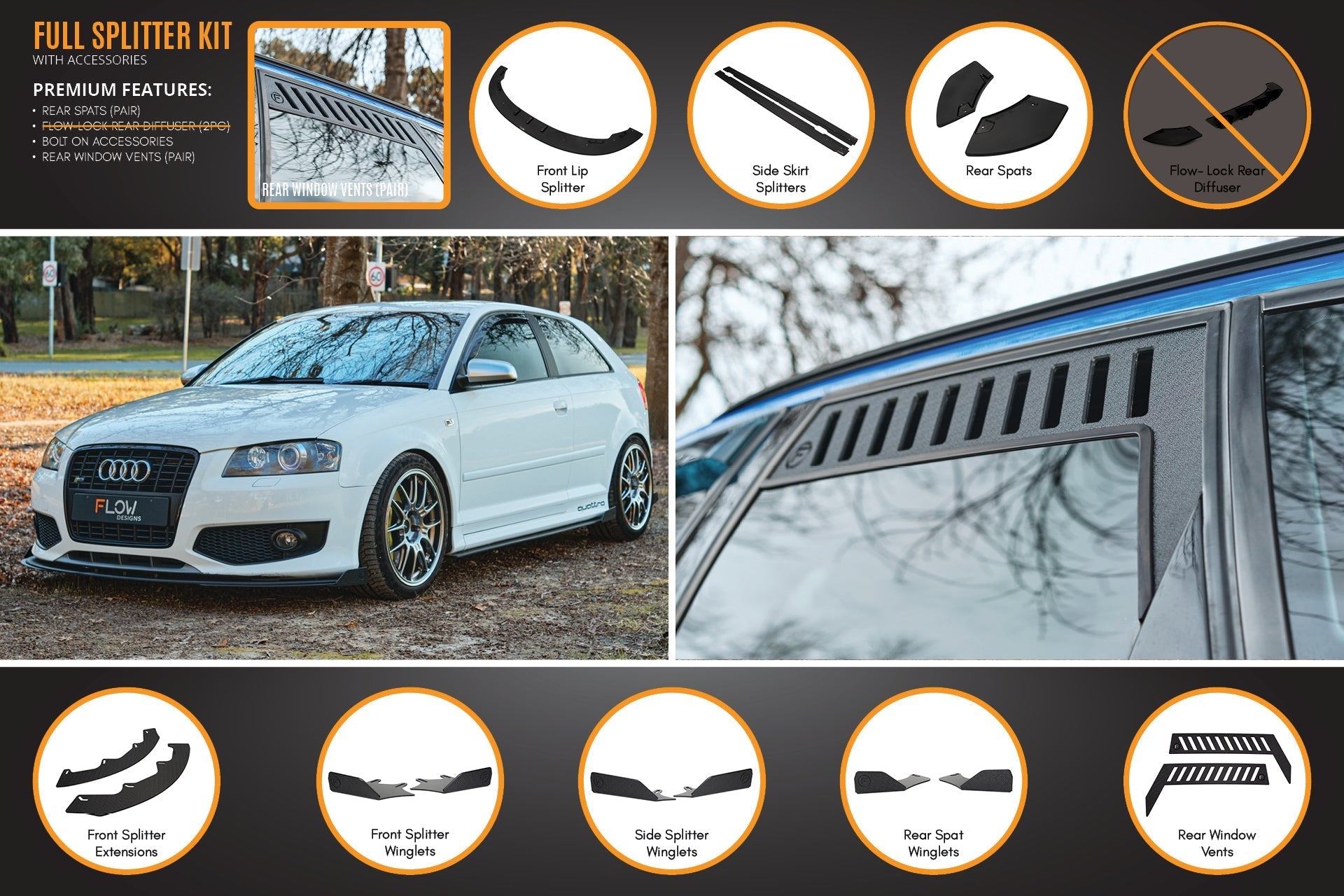 Flow Designs S3 8P Hatch (PFL) Full Lip Splitter Set - iilumolab