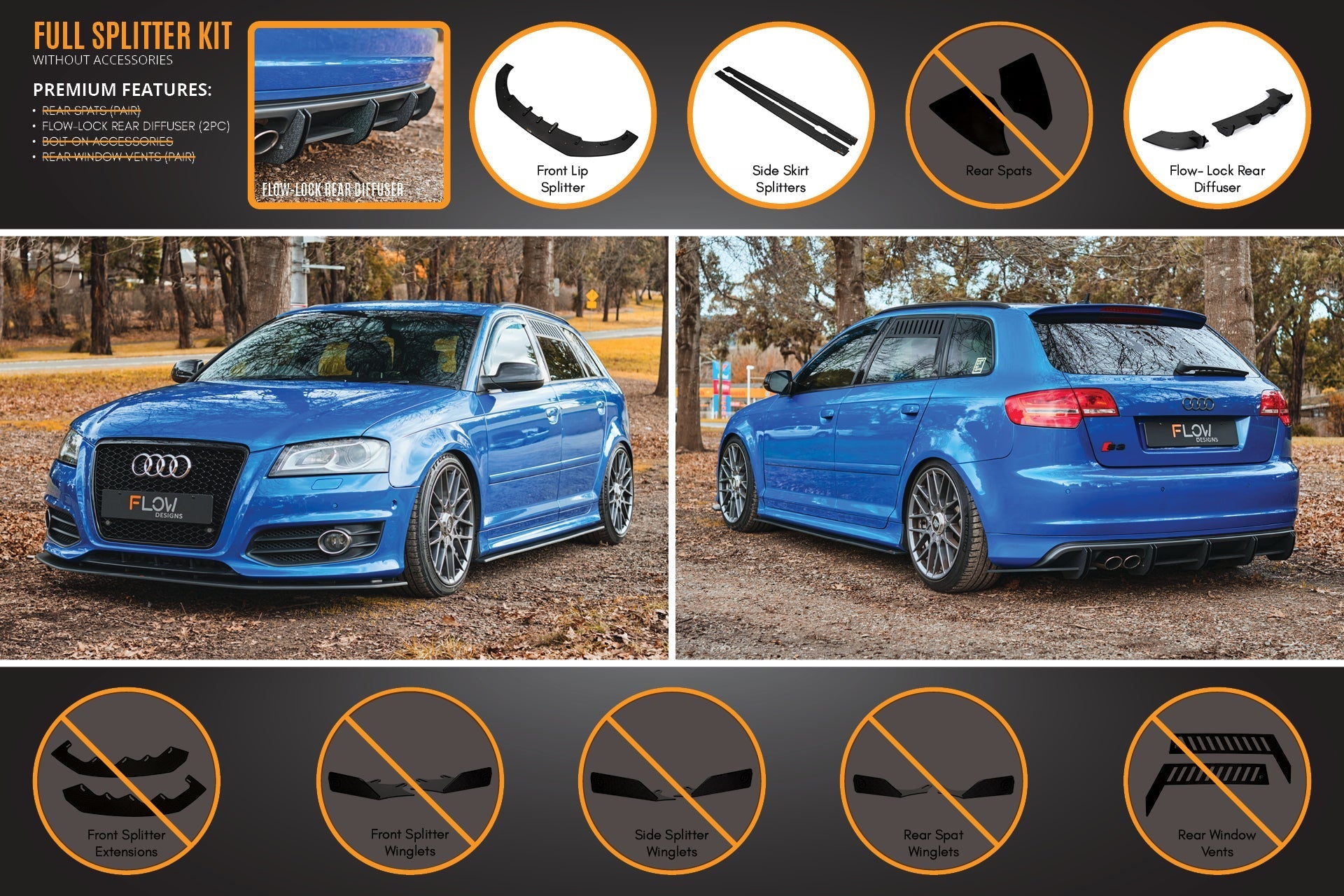 Flow Designs S3 8P2 Hatch (FL) Full Lip Splitter Set