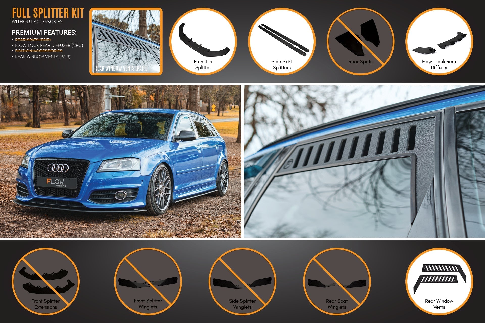 Flow Designs S3 8P2 Hatch (FL) Full Lip Splitter Set