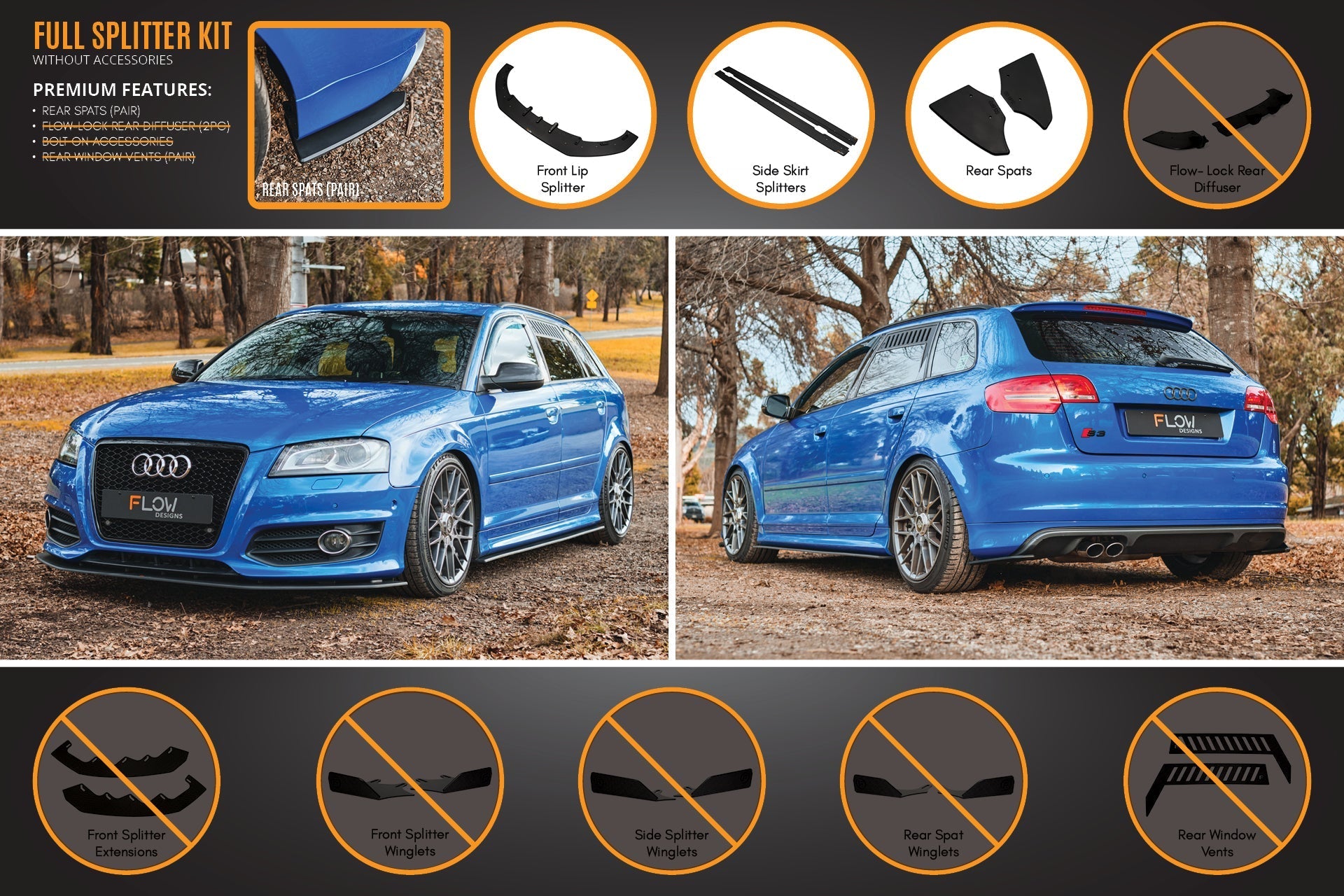 Flow Designs S3 8P2 Hatch (FL) Full Lip Splitter Set